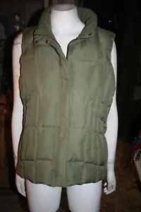 NEW, BEAUTIFUL ATHLETIC WORK OLIVE GREEN QUILTED DOWN PUFFER VEST, SZ L - Picture 1 of 7