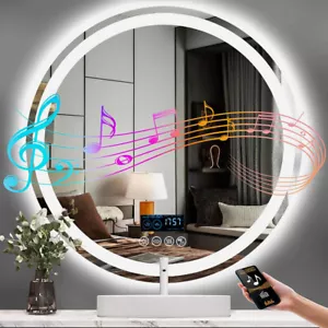 Large Bluetooth LED Bathroom Mirror w/ Front Lighting Backlit Dimmable Anti-fog - Picture 1 of 16