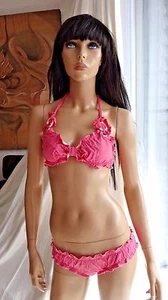TO DIE FOR French brand MANOUSH Bardo pink w/ crochet fleur bikini S - Picture 1 of 8