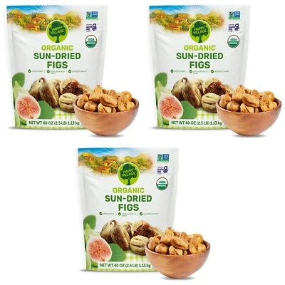 3 PACK - Happy Village Organic Sun Dried Smyrna Figs 40 Oz New Free Shipping - Image 1 of 4
