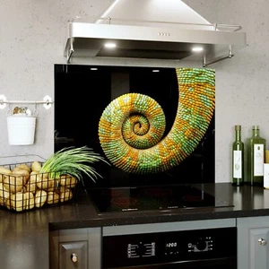 Glass Splashback Kitchen Tile Cooker Panel ANY SIZE Chameleon's Tail Animal 0522 - Picture 1 of 12