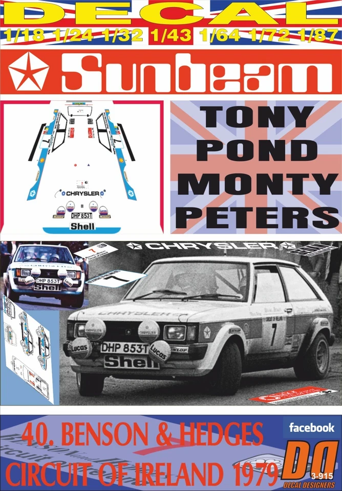 DECAL TALBOT SUNBEAM LOTUS T.POND C.OF IRELAND 1979 DnF (04) - Immagine 1 di 1