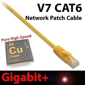 V7 14ft Yellow CAT6 Network Cable Ethernet Patch Gigabit+ Snagless Design RJ45 - Picture 1 of 1