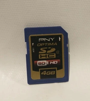 PNY Optima 4GB SD Memory Card Camera, Camcorder, GPS, Computer Old School  Korea - Image 1 of 3