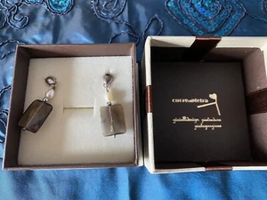 BELLISSIMI ORECCHINI IN ARGENTO CON PENDENTE IN PIETRA DURA RETTANGOLARE - Foto 1 di 5