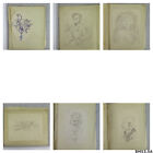 6 drawings Antique IN Album France Beginning Century Various Subjects Pencil