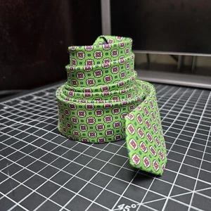 POLO RALPH LAUREN Hand Made in Italy Silk Green Flower Floral Tie 3.6" x 58" F/S - Picture 1 of 11