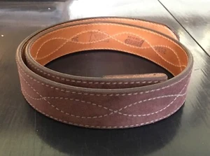 Vintage Brown Brushed Cowhide Leather Belt 30" With Contrast Stitching - Picture 1 of 5