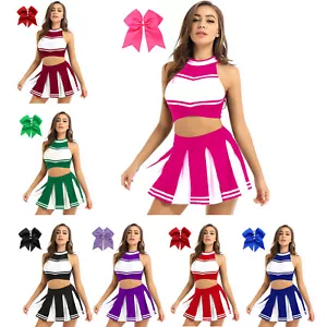 Womens Uniform Cheer Leader Cheerleading Adult Costume Cosplay Headwear AU - Picture 1 of 62