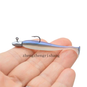 20Set Worm Soft Fishing Bait Lure with Jig Head Hook For Trout Bass Pike 6.2cm - Picture 1 of 19