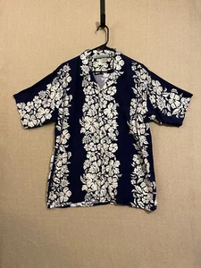 Camisa Pineapple Connection para hombre mediana azul oscuro y beige abotonada - Imagen 1 de 11