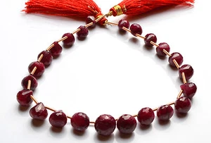 135 CT.9" GENUINE Red Ruby Faceted ONION SHAPE BEADS Briolettes 7.5 TO 11 MM - Picture 1 of 4