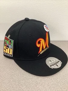 Milwaukee Brewers Mitchell & Ness Topps Black Hat Cap 7 1/8 New - Picture 1 of 5