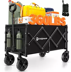 Collapsible Wagon Cart Foldable - Portable Heavy Duty Folding Beach Wagons with - Picture 1 of 12