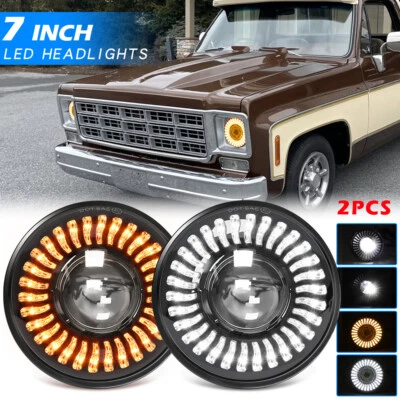 Пара 7-дюймовых круглых светодиодных фар дальнего/ближнего света для Chevrolet 1962-1980 C10 пикап - Изображение 1 из 4