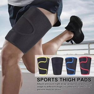 New Thigh Brace Hamstring Quad Wrap Adjustable Size Compression Support Black+ - Picture 1 of 18