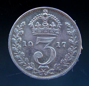 Great Britain,3 Three Pence 1917 silver coin, 0.925 - Picture 1 of 2