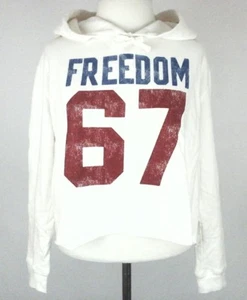 "Sudadera con capucha ""Freedom"" gráfica recortada Ralph Lauren D&S antigua crema M L rara" nueva con etiquetas - Imagen 1 de 1