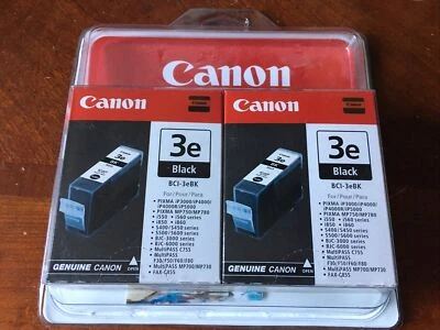 Canon Ink Cartridges | 3e | Black | BCI-3eBK | 2 Pack | New - Image 1 of 2