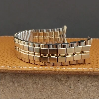 Correa de reloj clásica vintage de 19 mm JB Champion de acero inoxidable y oro con eslabones de bala años 60 Foto 1 de 4