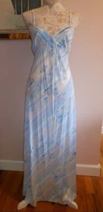 Vtg Tom Bezduda BARAD Nightgown Chemise Sz M Shimmery Floral Blue Lavender MINT - Picture 1 of 7