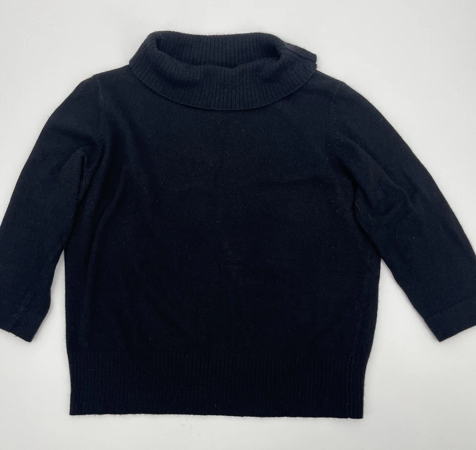 Preston & York Sweater Silk Angora Rabbit Turtleneck Pullover Black Cowl Neck XL - Image 1 of 4
