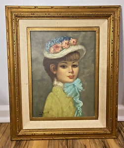 Droit Oil Painting On Canvas "Mademoiselle Lurie" Framed 19 1/4" x 23 1/4" - Picture 1 of 24