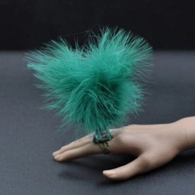 Feather Acrylic Crystal Ring Adjustable 1920s Style Carnival Fancy Accessory - Image 1 of 4