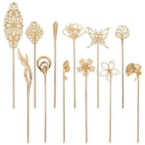 12Pcs Chinese Style Hair Sticks Vintage Hair Chopstick Hairpins Women Headwear - Picture 1 of 8