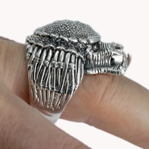 34g schwerer Chunky Predator Alien AVP Skull Biker 925 Sterling Silber Herren Ring - Bild 1 von 12