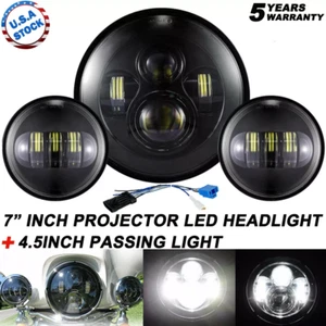 For Harley Davidson Electra Glide Road King Black 7" LED Headlight + Fog Lights - Bild 1 von 12