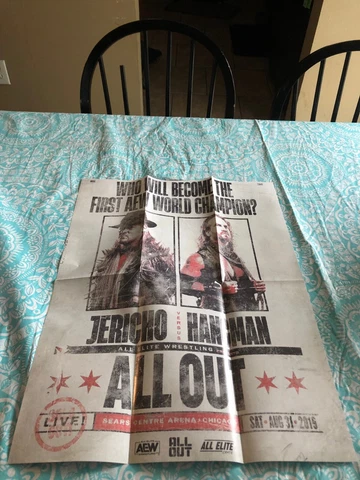 AEW Crate Exclusive All Out Poster Chris Jericho vs Hangman Adam Page Cover