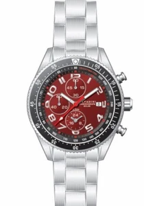Cavadini Solaruhr Alarm-Chronograph CV-2015A Edelstahl 10 Bar Datum weinrot - Picture 1 of 2