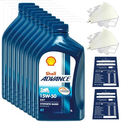 9 Liter original Shell Advance 4T AX 7 15W50 Motoröl Motorrad 600074503 Set - Bild 1 von 4
