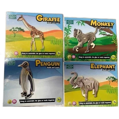 Puzzle Childrens Jigsaws Wooden 3D Build It Yourself Wild Animals 7+ - Image 1 of 4