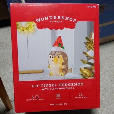 Rare Wondershop Target Lit Tinsel Hedgehog In / Outdoor 23” Christmas Decoration - Image 1 of 4