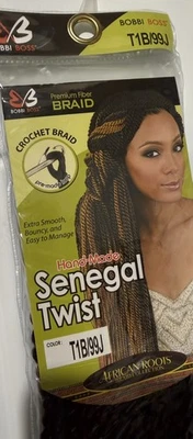 Mini giro de cabello pre-bucle senegalés de 20 pulgadas. Pack de 5 nuevos en caja. Color 1B/99J. Foto 1 de 4