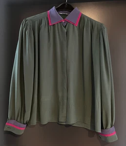 Damen Bluse langarm grün, lila, rosa Gr. 42 v. Miss Antonette - Picture 1 of 6