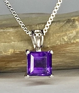 Vintage Ross Simons Sterlingsilber 925 Amethyst Anhänger 18" Halskette - Bild 1 von 12