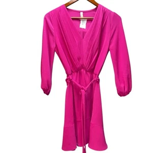 NEW Tyche Fuchsia V-Neck Bodice Evening Date Event MIDI Dress Women’s Small - Picture 1 of 4