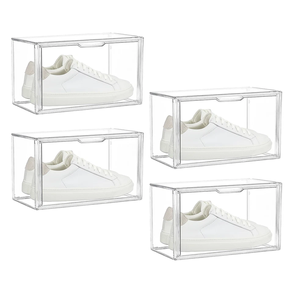 Scatola Vetrinetta Porta Scarpe Organizer Plastica Trasparente Set 2 4 Pezzi - Immagine 1 di 1