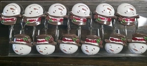 Set Of 12 Snowman Christmas Holiday Bathroom Shower Curtain Hooks - Picture 1 of 6