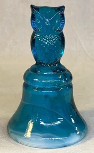 Boyd Art Glass Owl Bell In Blueberry Swirl # 76 Made 4-19-2005 - Picture 1 of 6