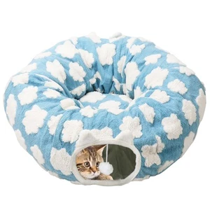 2-in-1 Cat Tunnel Bed for Indoor Cats, Cat Play Donut Tunnel with Washable Ci... - Picture 1 of 7