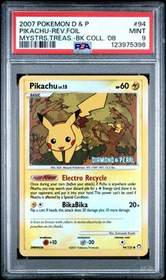 PSA 9 PIKACHU 94 MYSTERIOUS TREASURES REVERSE HOLO BURGER KING - Image 1 of 4