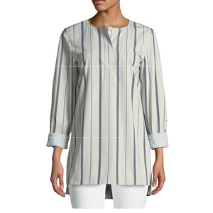 LAFAYETTE 148 NEW YORK Tilly Sonoran Striped Blouse Tunic Business Women's Small - Picture 1 of 8