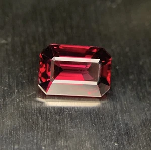 2.15ct Top Emerald cut Red Rhodolite Garnet 8mm Natural Loose Gemstone Tanzania - Picture 1 of 14