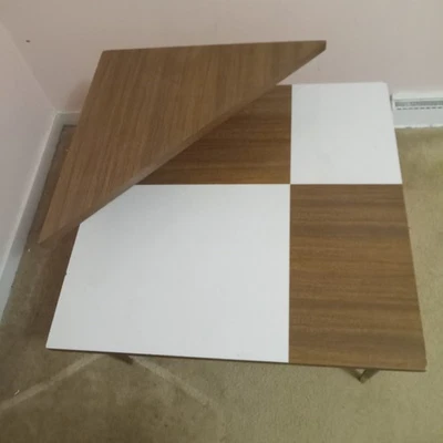 MCM Vintage Triangle & Square Cool Retro Table 2- Tone 29.5x29.5x21"H Local Only - Image 1 of 4