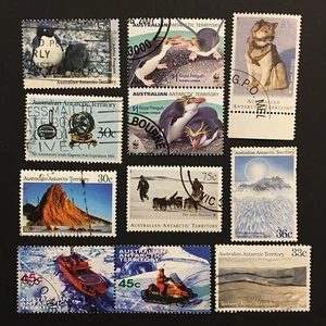 AAT Australia Antarctic LOT 11 stamps used and CTO dogs penguin - Picture 1 of 1