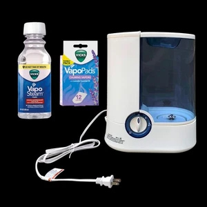 Vicks Warm Mist Humidifier + VapoSteam + VapoPads Bundle - Picture 1 of 3